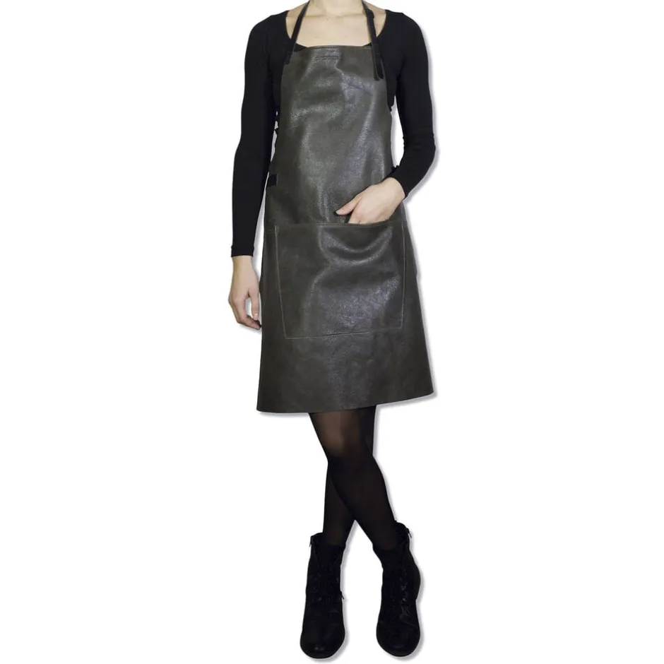 Tekstiler Til Køkkenet<DutchDeluxes Læderforklæde BBQ Style Apron Vintage Grey