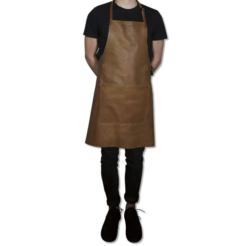 Tekstiler Til Køkkenet<DutchDeluxes Læderforklæde BBQ Style Apron Vintage Camel