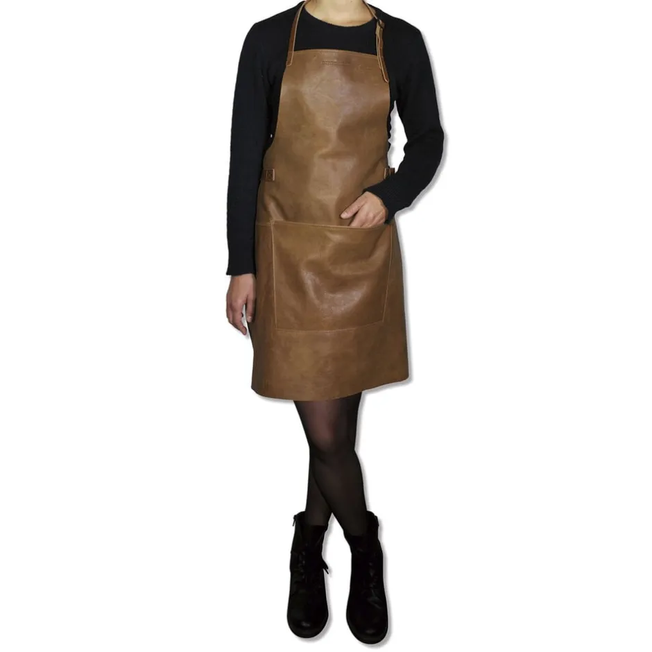 Tekstiler Til Køkkenet<DutchDeluxes Læderforklæde BBQ Style Apron Vintage Camel