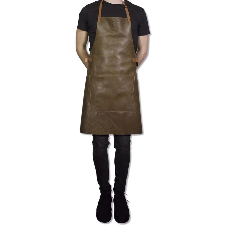 Tekstiler Til Køkkenet<DutchDeluxes Læderforklæde BBQ Style Apron Vintage Brown