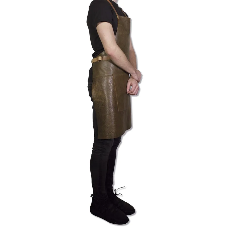 Tekstiler Til Køkkenet<DutchDeluxes Læderforklæde BBQ Style Apron Vintage Brown