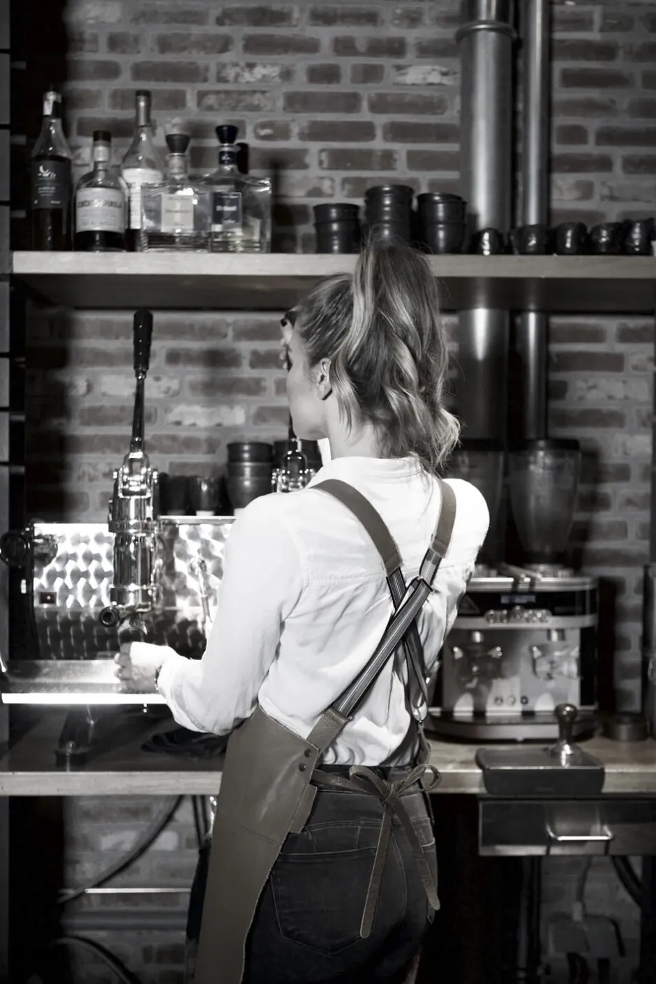 Tekstiler Til Køkkenet<DutchDeluxes Læderforklæde Suspender Serie Apron Vintage Brown