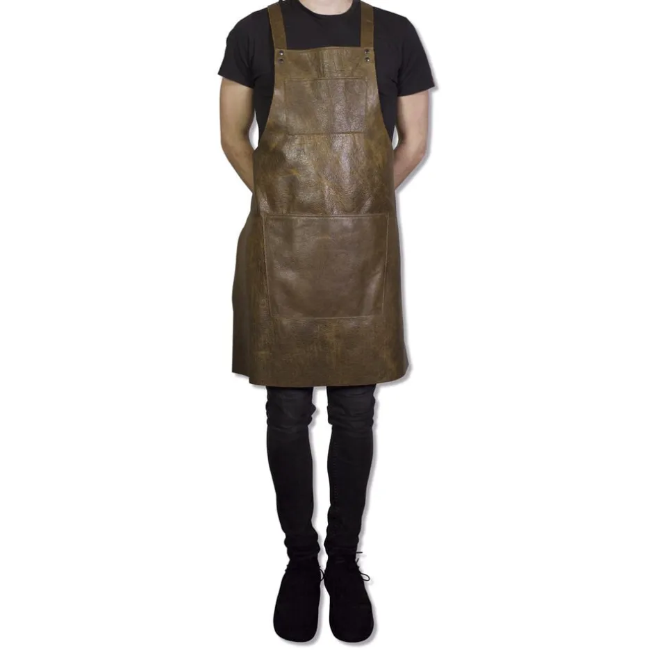 Tekstiler Til Køkkenet<DutchDeluxes Læderforklæde Suspender Serie Apron Vintage Brown