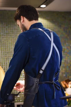 Tekstiler Til Køkkenet<DutchDeluxes Læderforklæde Suspender Serie Apron Vintage Grey