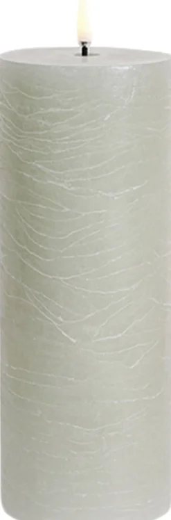 Elektriske Julelys<Uyuni LED pillar candle, Dusty green, Rustic, 7,8x20 cm