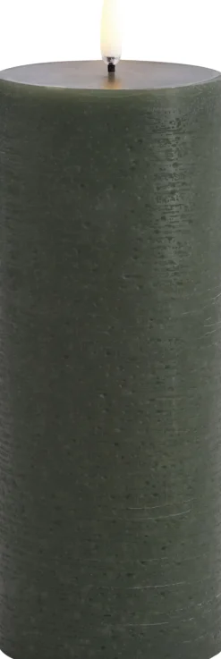 Elektriske Julelys<Uyuni LED pillar candle, Olive green, Rustic, 7,8 x 20,3 cm 4/24