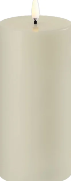 Elektriske Julelys<Uyuni LED pillar candle, Oyster Grey, Smooth, 7,8x15 cm