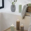 Lys & Lysestager|Elektriske Julelys<Uyuni LED pillar candle, Sandstone, Smooth, 5,8x10,1 cm