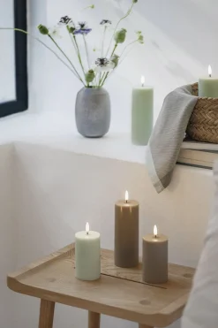 Lys & Lysestager|Elektriske Julelys<Uyuni LED pillar candle, Sandstone, Smooth, 5,8x10,1 cm
