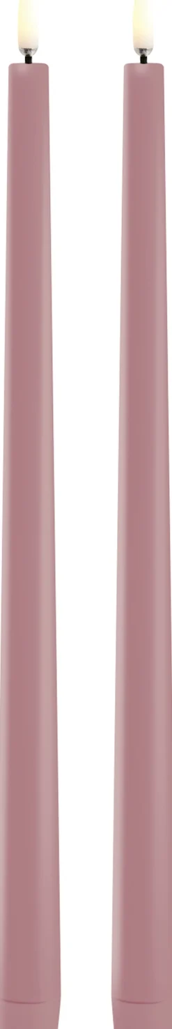 Lys & Lysestager<Uyuni LED slim taper candle, Dusty rose, Smooth, 2-pack, 2,3x32 cm