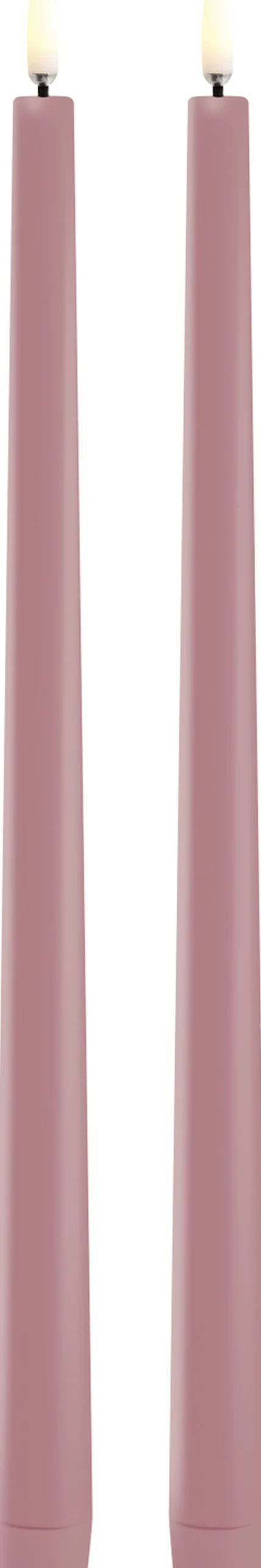Lys & Lysestager<Uyuni LED slim taper candle, Dusty rose, Smooth, 2-pack, 2,3x32 cm