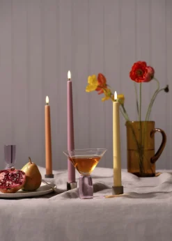 Lys & Lysestager<Uyuni LED slim taper candle, Dusty rose, Smooth, 2-pack, 2,3x32 cm