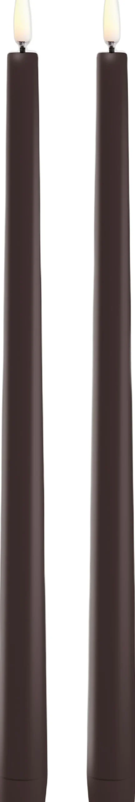 Elektriske Julelys<Uyuni LED slim taper candle, Dusty Mulberry, Smooth, 2-pack, 2,3x3