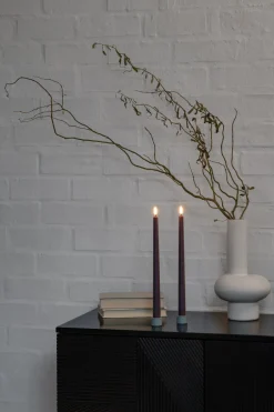 Elektriske Julelys<Uyuni LED slim taper candle, Dusty Mulberry, Smooth, 2-pack, 2,3x3