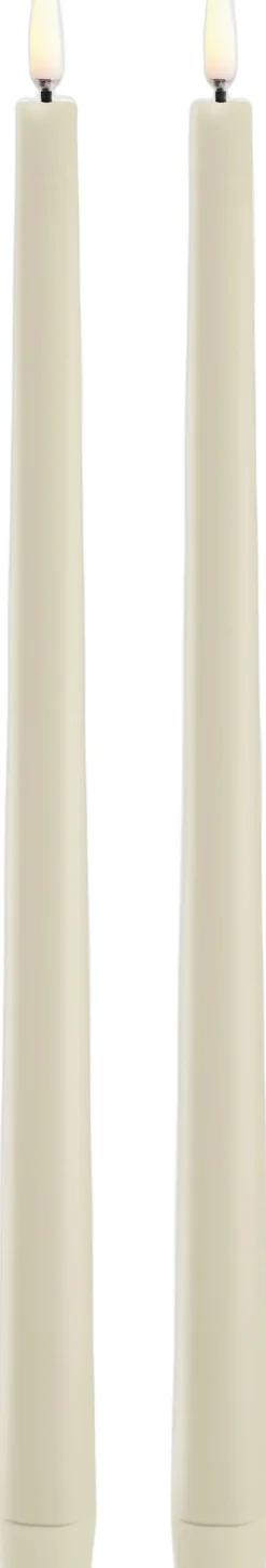 Lys & Lysestager|Elektriske Julelys<Uyuni LED slim taper candle, Oyster Grey, Smooth, 2-pack, 2,3x32 c