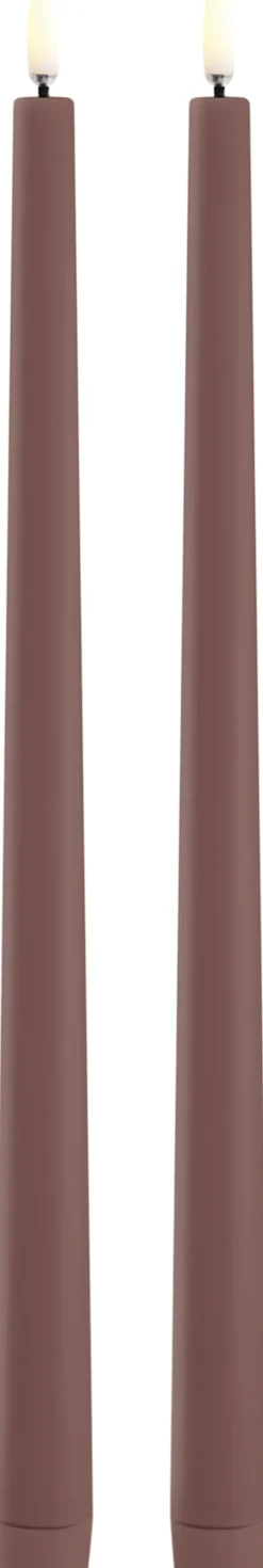 Lys & Lysestager|Elektriske Julelys<Uyuni LED slim taper candle, Terracotta, Smooth, 2-pack, 2,3x32 cm