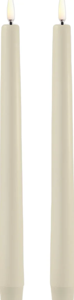 Lys & Lysestager|Elektriske Julelys<Uyuni LED taper candle, Oyster Grey, Smooth, 2-pack, 2,3x25 cm