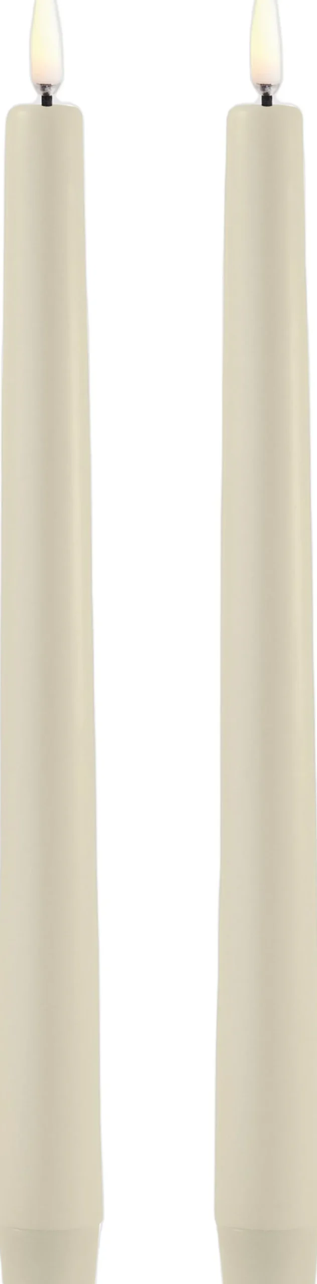 Lys & Lysestager|Elektriske Julelys<Uyuni LED taper candle, Oyster Grey, Smooth, 2-pack, 2,3x25 cm