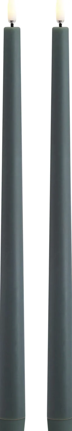 Elektriske Julelys<Uyuni LED taper candle, Pine green, Smooth, 2,3x32 cm / 2-pack