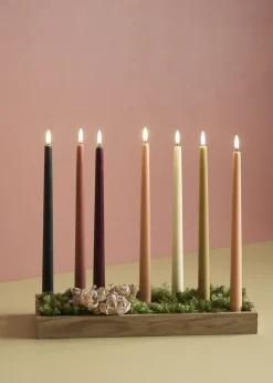 Lys & Lysestager<Uyuni LED taper candle, Pine green, smooth, 2-pack, 2,3x25 cm