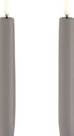 Elektriske Julelys<Uyuni LED taper candle, Sandstone, Smooth, 2-pack, 2,3x15,5 cm