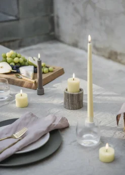Elektriske Julelys<Uyuni LED taper candle, Sandstone, Smooth, 2-pack, 2,3x15,5 cm