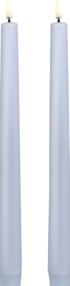 Lys & Lysestager<Uyuni LED taper candle, Skype blue, smooth, 2-pack, 2,3x25 cm