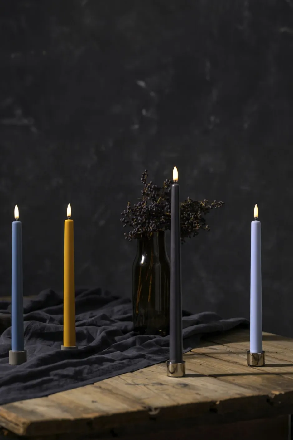 Lys & Lysestager<Uyuni LED taper candle, Skype blue, smooth, 2-pack, 2,3x25 cm