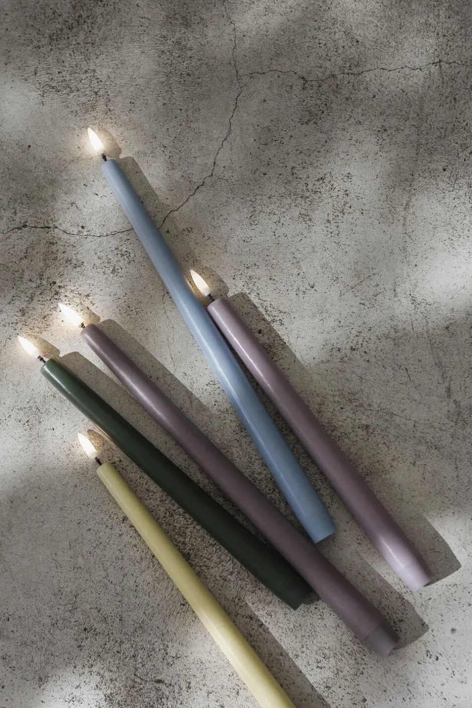 Lys & Lysestager<Uyuni LED taper candle, Skype blue, smooth, 2-pack, 2,3x25 cm