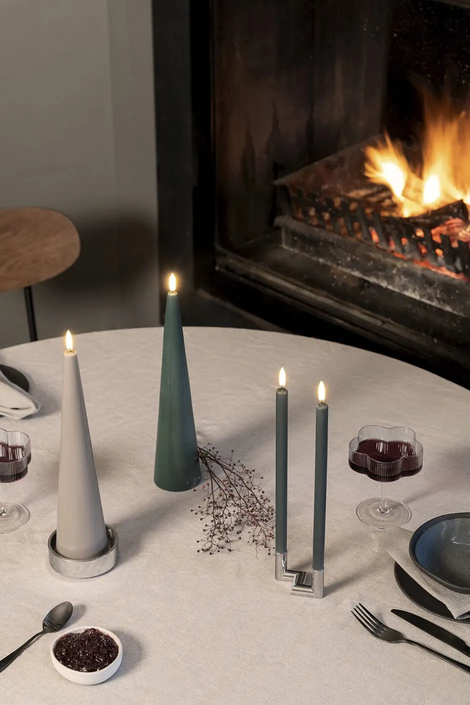 Lys & Lysestager<Uyuni Light Candleholder pillar, Chrome, 9x3 cm
