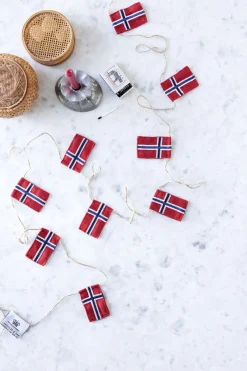 Figurer & Skulpturer<Langkilde & Søn Lille flagranke med 10 Norske flag