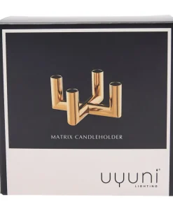 Lys & Lysestager|Adventsstager<Uyuni MATRIX Candle Holder - 4'arm Mini Taper - Brass - 7,5 x 4,5