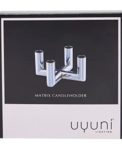 Adventsstager<Uyuni MATRIX Candle Holder - 4'arm Mini Taper - Chrome - 7,5 x 4,5