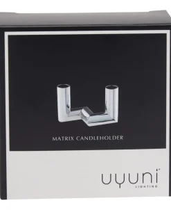 Lys & Lysestager<Uyuni MATRIX Candle Holder - 2'arm Mini Taper - Chrome - 7,5 x 4,5