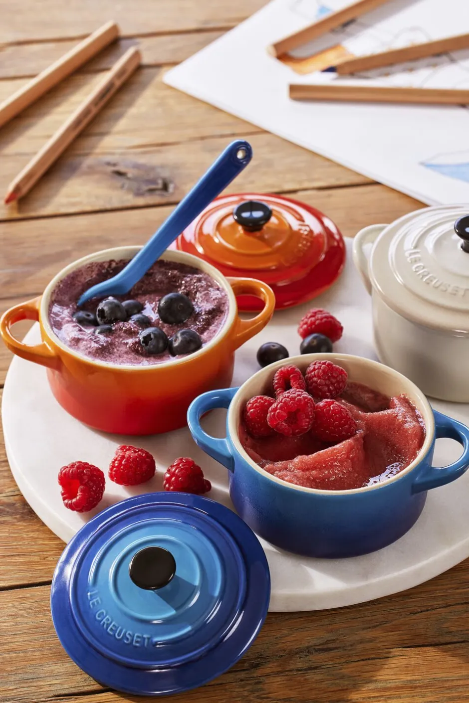 Gryder & Pander<Le Creuset Mini gryde 10 cm Azure Blue