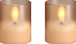 Lys & Lysestager<Moods & Moore Moods & More - LED glass candle, Hurricane, Champagne, 2-pac