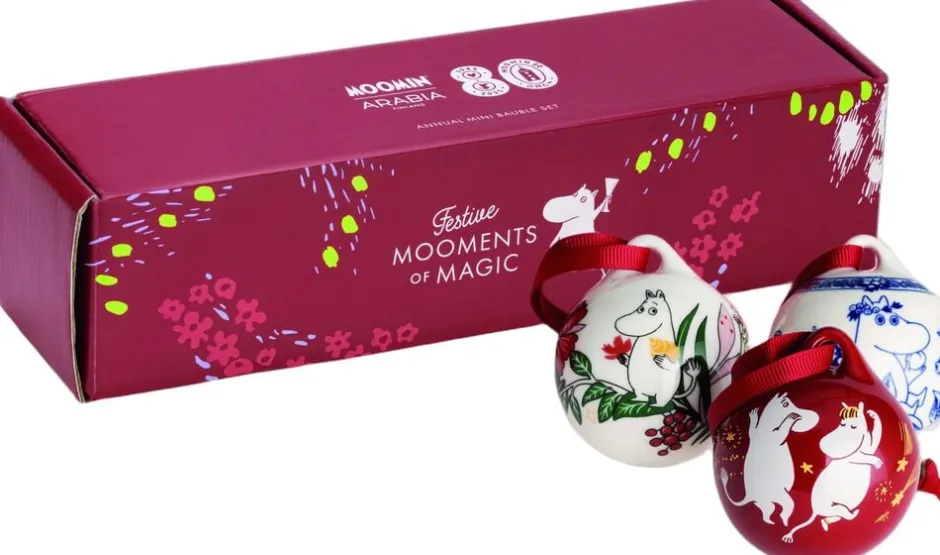 Juletræspynt<Moomin Arabia minikuglesæt 3stk