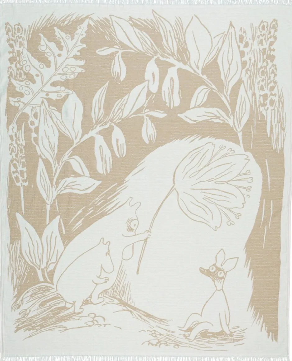 Plaider<Moomin Arabia 130x170cm bomuldstæppe beige GOTS