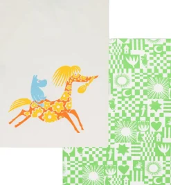 Tekstiler Til Køkkenet<Moomin Arabia 50x70cm viskestykkesæt Fest grøn GOTS