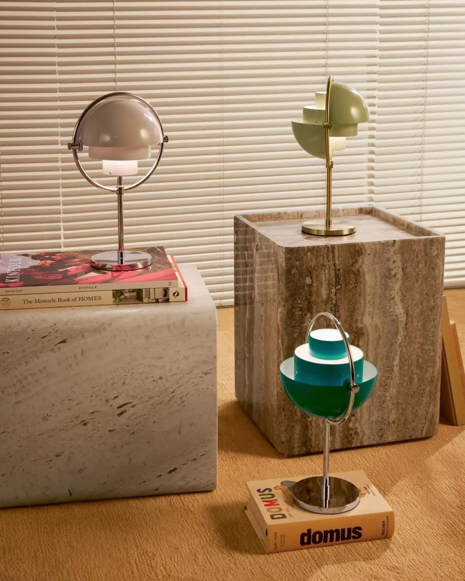 Trådløse Lamper<Gubi Multi-Lite Portable Lamp, EU Base: Chrome, Shade: Pale Lilac