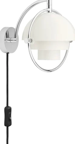 Væglamper<Gubi Multi-Lite Wall Lamp, EU Base: Chrome, Shade: White Semi Mat