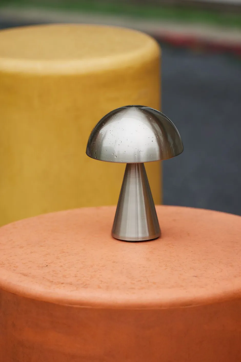 Trådløse Lamper<Hübsch Mush Portable Lamp Nickel