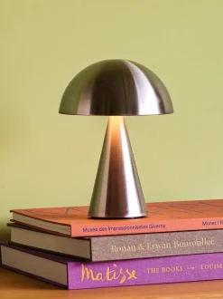 Trådløse Lamper<Hübsch Mush Portable Lamp Nickel