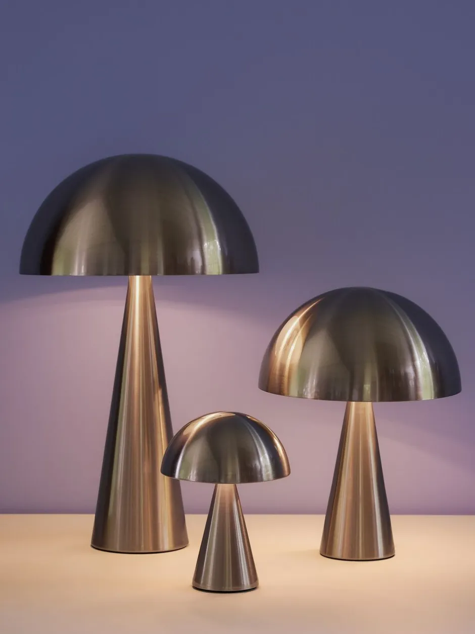 Trådløse Lamper<Hübsch Mush Portable Lamp Nickel