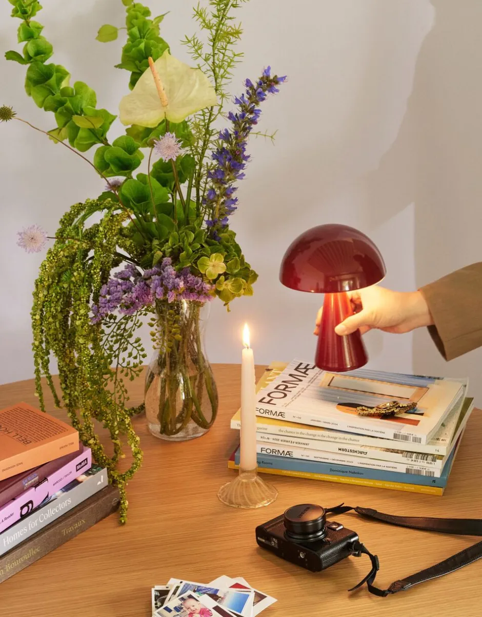 Trådløse Lamper<Hübsch Mush Portable Lamp Red