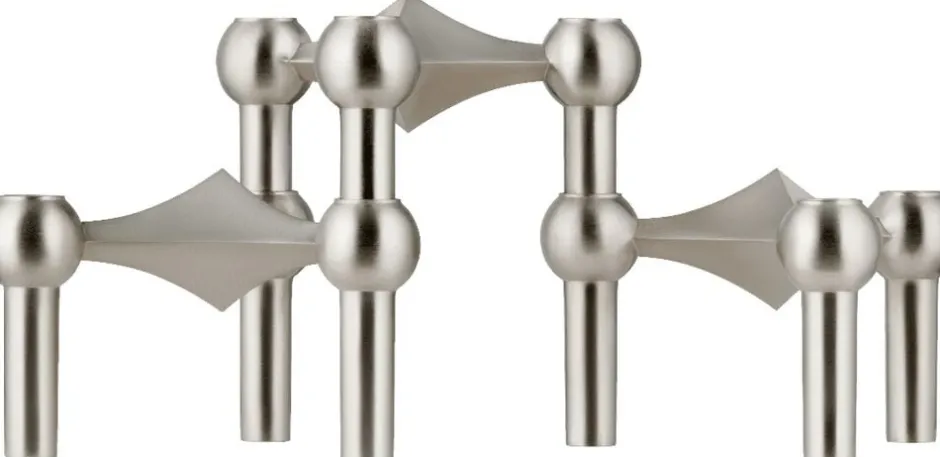 Lys & Lysestager<STOFF Nagel Nagel candle holder set with 3 pcs - brushed chrome