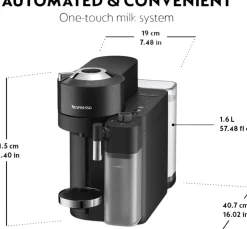 Kaffe & Te<Nespresso Vertuo Lattissima Coffee Machine Delonghi, Matt