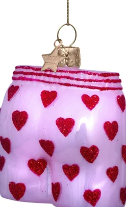 Juletræspynt<Vondels Ornament glas lyserøde boxershorts H7,5cm