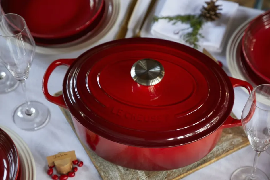 Gryder & Pander<Le Creuset Oval støbejernsgryde 6,3L Cerise