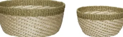 Opbevaring<Hübsch Palm Baskets Natural/Light green set of 2